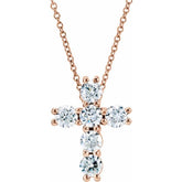 14K Rose 1 3/8 CTW Natural Diamond Cross 18" Necklace